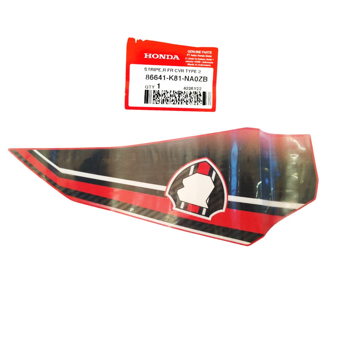 86641K81NA0ZB - STRIPE,R FR CVR TYPE 2 | Spare part Honda original | Suma Parts Shop
